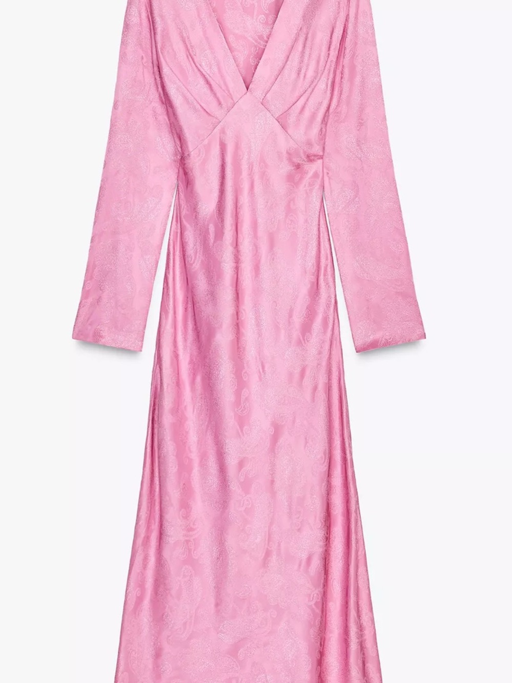 Zara jacquard Pink Long Sleeve Satin Dress